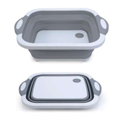 Multifunctional Food Grade PP Drain Basket Draining Basin Collapsible Cutting Board Kitchen Accessory Washing Food Storage Rack